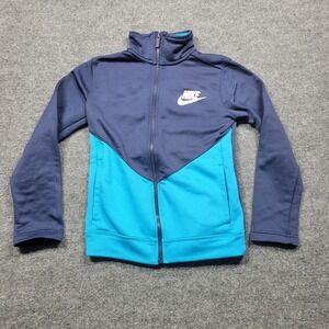 Nike Track Jacket Boys Small Blue Full Zip Mock Neck Athletic Training Warm‎ Up